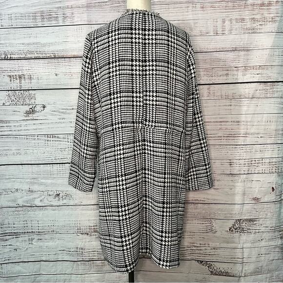 Lane Bryant 18/20 Houndstooth Jacket Peacoat Self Tie Frayed Hem Wool Pockets - Picture 2 of 13